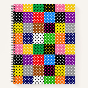 Multicolored Patchwork Quilt Polka Dots  Notebook