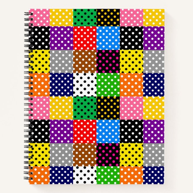 Multicolored Patchwork Quilt Polka Dots  Notebook (Front)