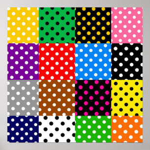 Multicolored Patchwork Quilt Polka Dots Poster