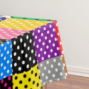 Multicolored Patchwork Quilt Polka Dots Tablecloth