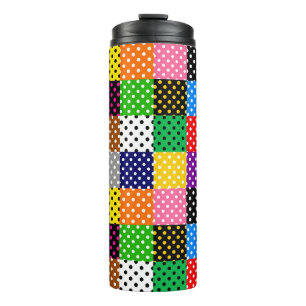 Multicolored Patchwork Quilt Polka Dots Thermal Tumbler