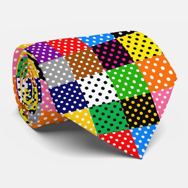 Multicolored Patchwork Quilt Polka Dots  Tie (Creator Uploaded)