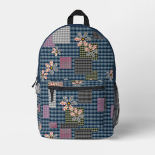 Multicolored patchwork rustic retro pattern printed backpack