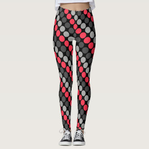 Multicolored pattern Retro Sixties Polka Dots Grey Leggings