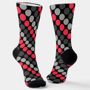 Multicolored pattern Retro Sixties Polka Dots Grey Socks