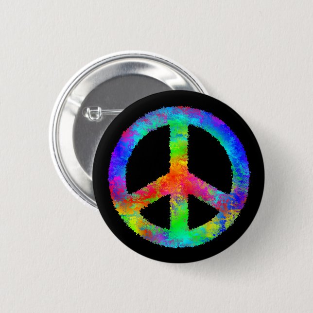 Multicolored Peace Sign 6 Cm Round Badge (Front & Back)