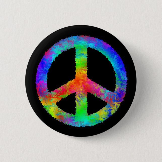 Multicolored Peace Sign Button (Front)