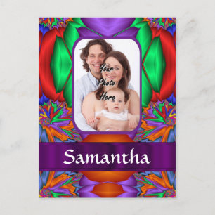 Multicolored personalised fractal postcard