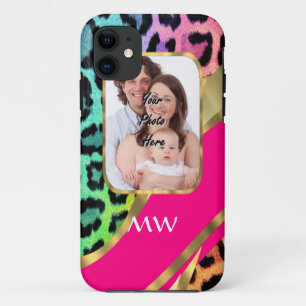 Multicolored pink leopard print iPhone 11 case