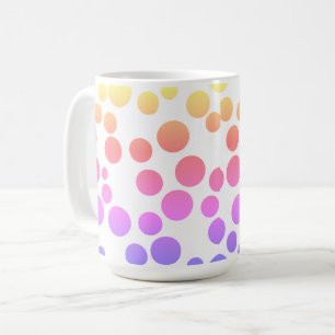 multicolored pink lilac yellow polka dot coffee mug