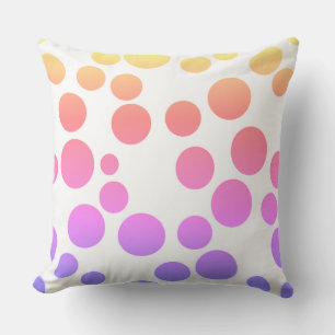 multicolored pink lilac yellow polka dot cushion