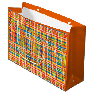 Multicolored Plaid Abstract Pattern Large Gift Bag