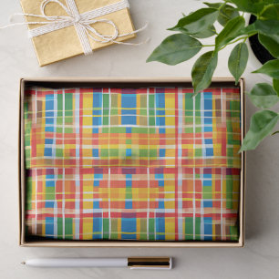 Multicolored Plaid Abstract Pattern Tissue Paper