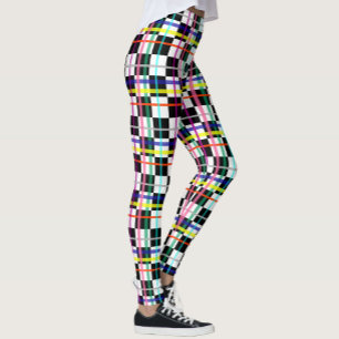 Multicolored Plaid Lines Chequered Tartan Design  Leggings