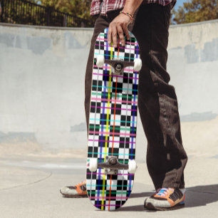Multicolored Plaid Lines Chequered Tartan Design Skateboard