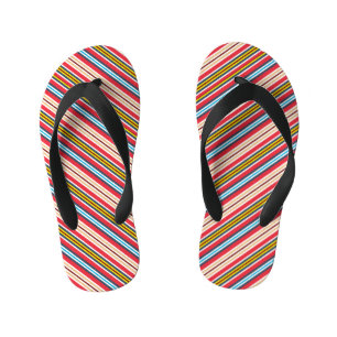 Multicolored Plaid Stripes Pattern Kid's Thongs