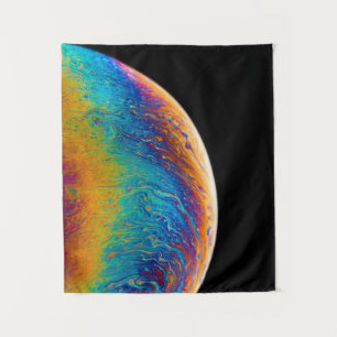 Multicolored planet fluid painting tapestry