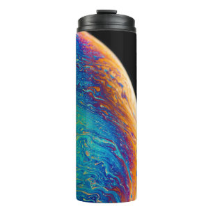 Multicolored planet fluid painting thermal tumbler