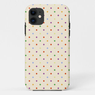 Multicolored polka dots on beige iPhone 11 case