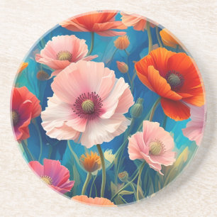 Multicolored Poppy Flowers Garden-47567 Coaster