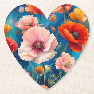 Multicolored Poppy Flowers Garden-47568 Paper Coaster