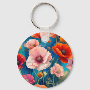 Multicolored Poppy Flowers Garden-47569 Key Ring
