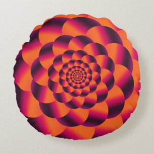 Multicolored psychedelic background, funky vortex  round cushion