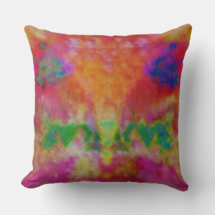 Multicolored Psychedelic Tie Dye Throw Pillow