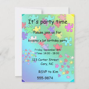 Multicolored puzzles pieces invitation