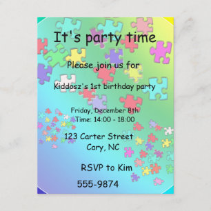 Multicolored puzzles pieces invitation