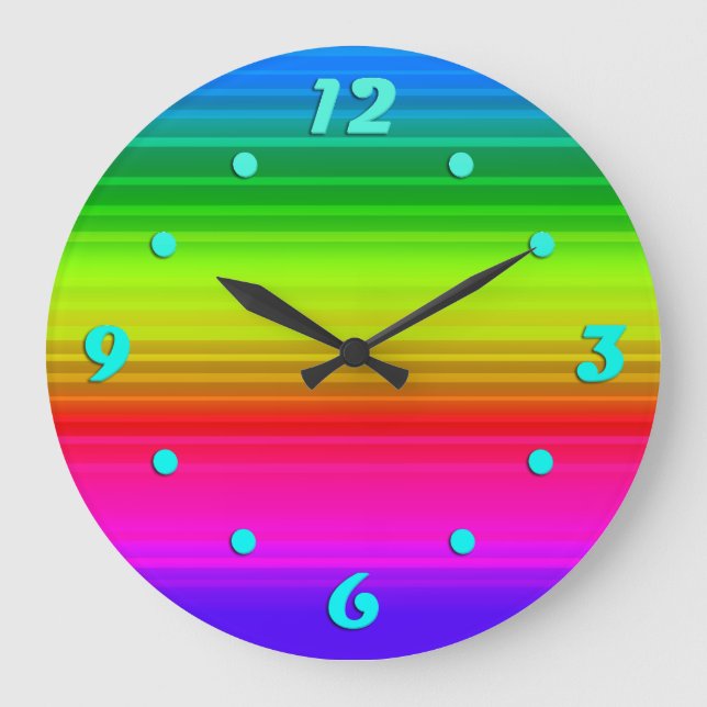Multicolored, rainbow large clock (Front)