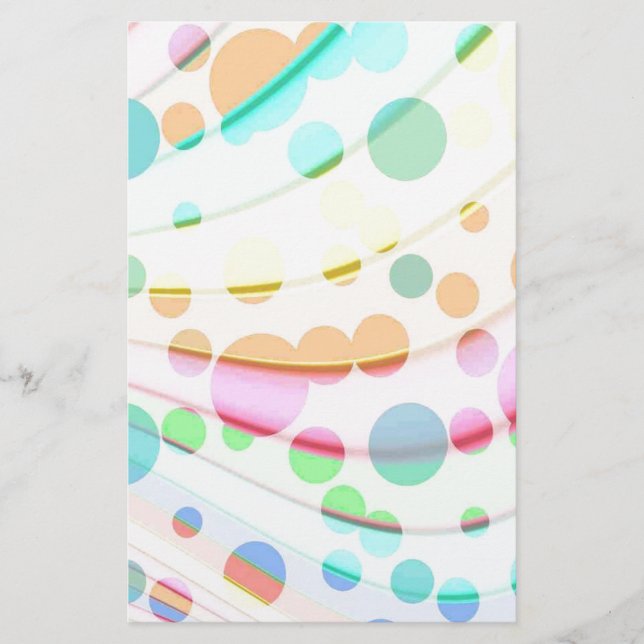 Multicolored rainbow pattern with clear bubbles stationery (Front)