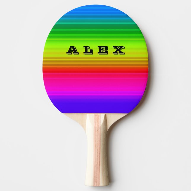 Multicolored, rainbow ping pong paddle (Front)