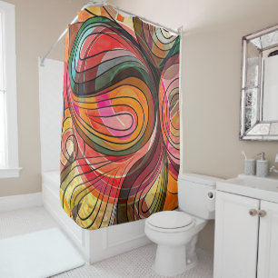 Multicolored Rainbow Spectrum Doodle Shower Curtain