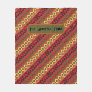 Multicolored Red Aztec Design Fleece Blanket