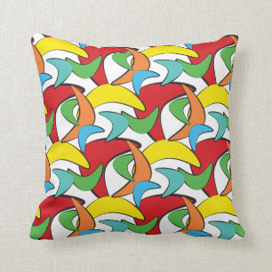 Multicolored Retro Boomerang Pattern Cushion