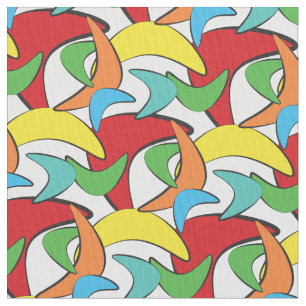 Multicolored Retro Boomerang Pattern Fabric