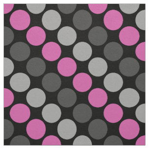 Multicolored  Retro Sixties Polka Dots Grey pink  Fabric