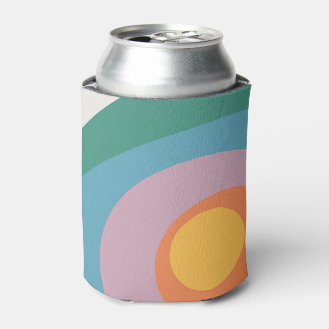 Multicolored retro style circles can cooler (Can Front)