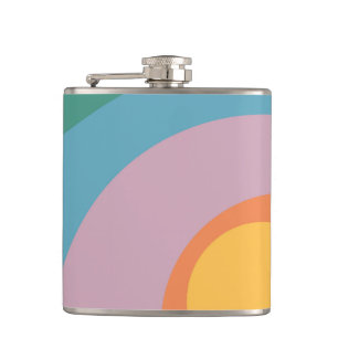 Multicolored retro style circles hip flask
