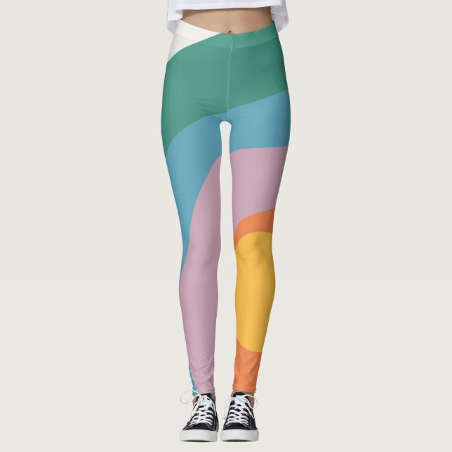 Multicolored retro style circles leggings (Front)