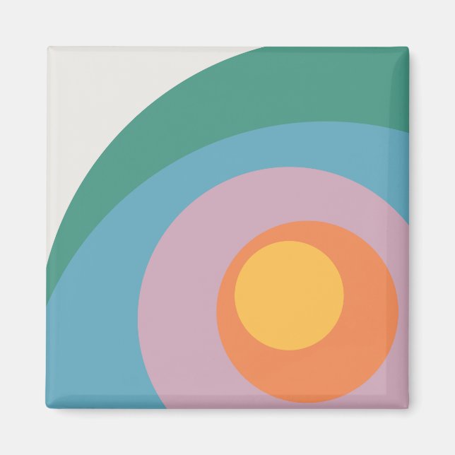 Multicolored retro style circles  magnet (Front)