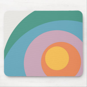 Multicolored retro style circles mouse pad
