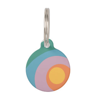 Multicolored retro style circles pet tag