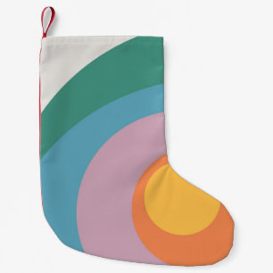 Multicolored retro style circles small christmas stocking