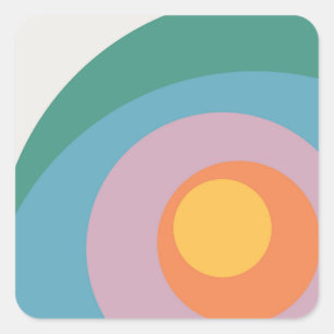 Multicolored retro style circles square sticker