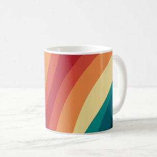 Multicolored retro style waves design coffee mug