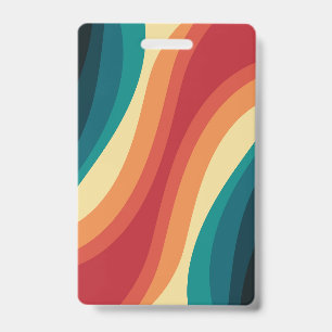 Multicolored retro style waves design ID badge