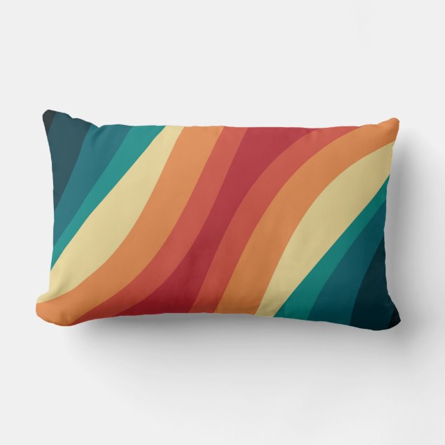 Multicolored retro style waves design lumbar cushion (Front)