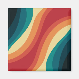 Multicolored retro style waves design magnet